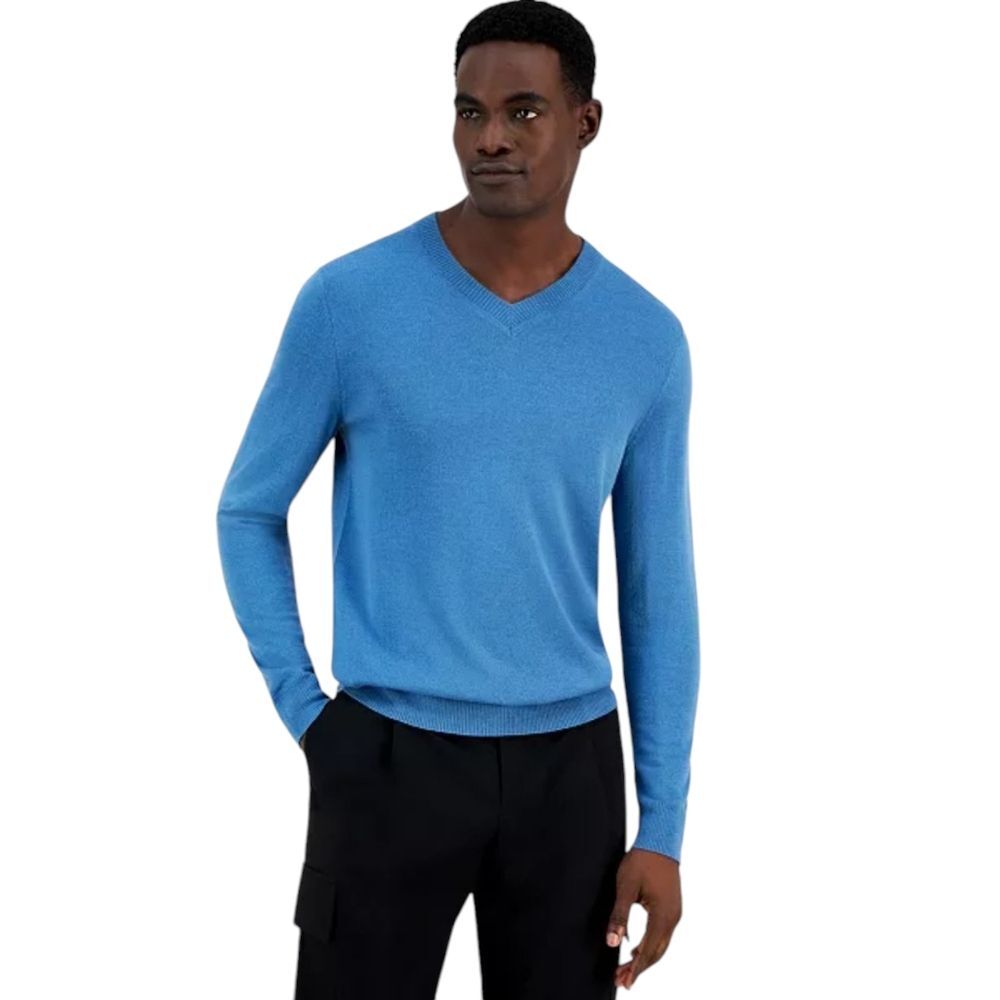 Alfani Nwt Men's Rooftop Blue V-neck Sweater Size LARGE